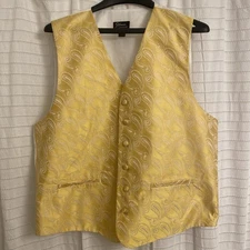 Steven Land Large Vest Gold Button Paisley Wedding Formal Dance Button