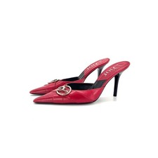 Dior Logo Retro Vintage Galliano Red Leather Pointed Toe Mules Pumps 37