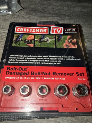 #ad #ad Sears Craftsman USA Nos 5pc Bolt Out Damaged Nut Remover Set In Case 52160 $30.00