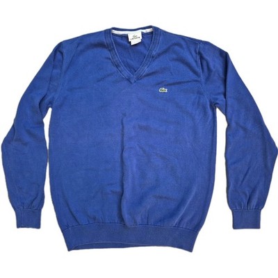 Vintage Lacoste V Neck Sweater Royal Blue Cotton  Men's Sz 5, Chest Size 40