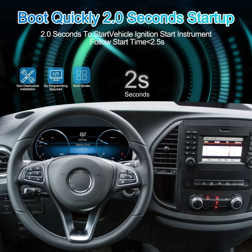 Cuadro de instrumentos digital LCD velocímetro tablero de instrumentos para Mercedes Benz Vito 2024 Foto 4 de 4