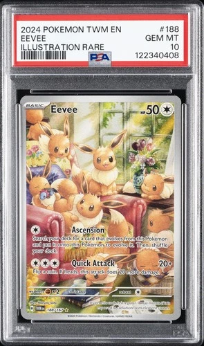 2024 POKEMON TWM EN-TWILIGHT MASQUERADE ILLUSTRATION RARE #188 EEVEE PSA 10