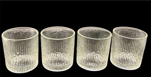 Set Of 4 MCM Jeanette FINLANDIA Tree Bark Juice Cocktail Glasses 2.75” Tall Vtg
