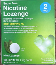 Sugar Free Nicotine Lozenge 2mg 108pcs Mint Flavor New - READ