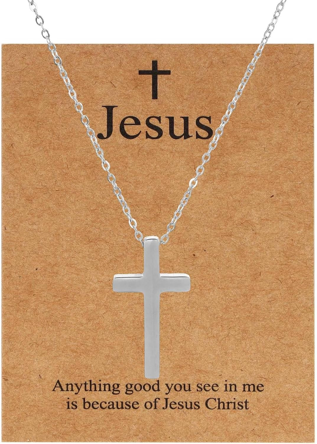 Edelstahl Kreuz Kette Herren Damen Jesus Halskette mit Kreuz Anhänger Christlich