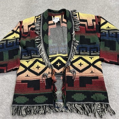 Vintage Tapestry Western Coat Jacket E. CLAIR Designs Native American Cotton
