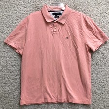 Tommy Hilfiger Polo Shirt Extra Large Pink Coral Regular Fit Short Sleeve Men XL