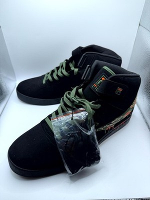 Fila Vulc 13 Paint Drip 1FM01745-026 Mens 13 Sneaker Black Green Suede Shoes