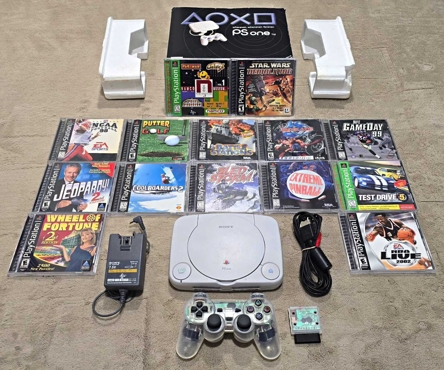 Sony PlayStation PSone PS1 SCPH-101 Console w/ Box Controller Cables 14 Games