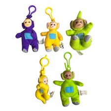 Teletubbies Vintage Burger King Plush Keychain Clip Ons Figures Toy Lot Of 5