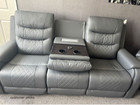 Forbes Grey 3 Seater Electric Recliner Leather Sofa | USB | LED | Dropdown Table