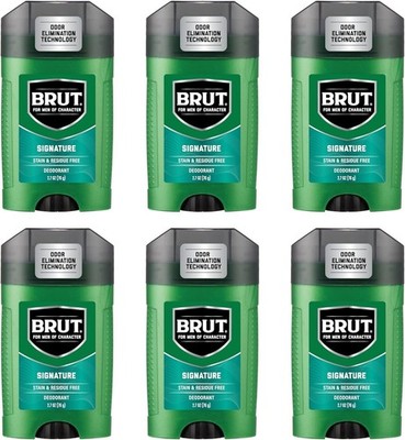 Brut Deodorant Signature Fragrance 2.7 oz / 76 g (Pack of 6)