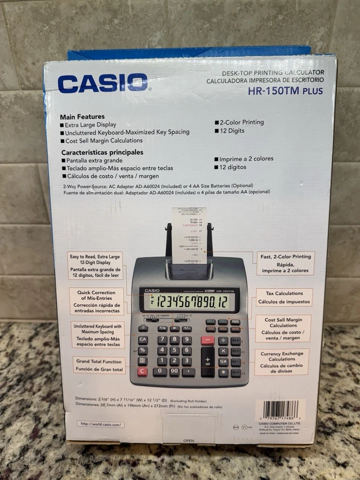 Casio HR-150TM Plus-W Calculadora de impresión de escritorio de 12 dígitos nueva en caja envío rápido gratuito Foto 3 de 4
