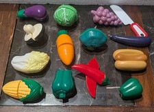 Pretend Play Toy Pull Cut Apart Food Fruits Veggies Lot Slice Playkidz