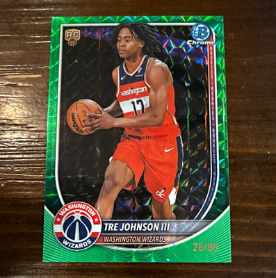 2026 Bowman Chrome Tre Johnson Rookie Green Geometric Refractor /99 Wizards