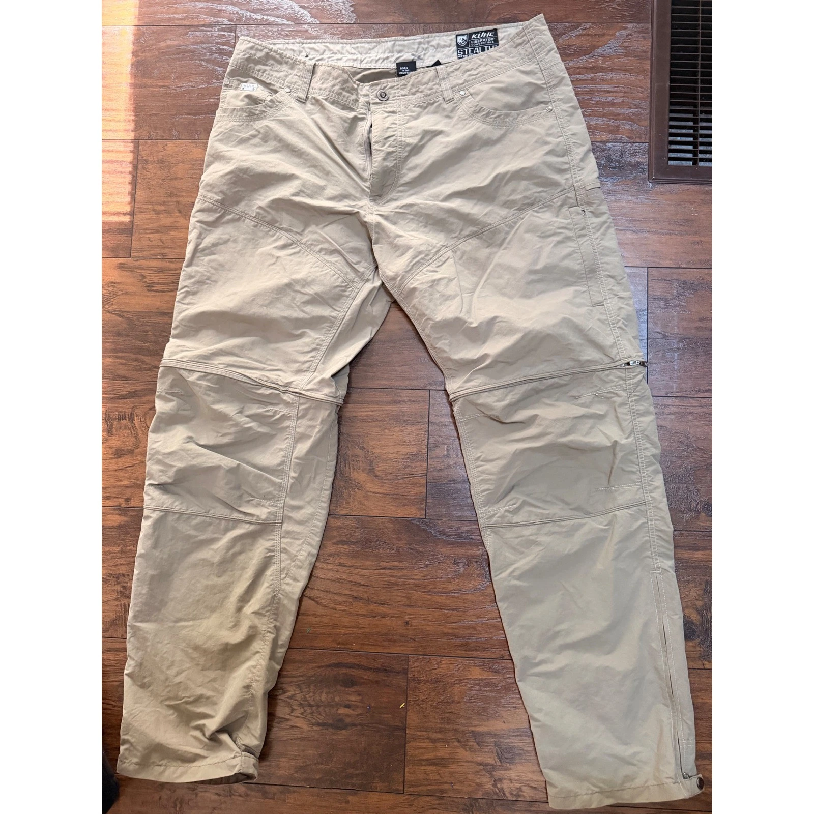Kuhl Liberator Convertible Stealth Pants Mens 40x34 Tan Khaki Hiking Zip Off