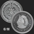 Cuauhtémoc .999 Fine Silver 1/4 oz Coin – GSM Aztec Sun Stone Design, Rare Art