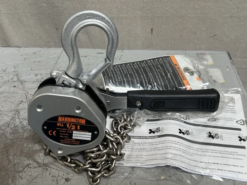 HARRINGTON LX005-5 Lever Chain Hoist Hook Mounted 1,000 lb Lifting Cap 5 ft Lift