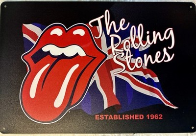 TIN SIGN 8x12 Rolling Stones Mick Jagger British Flag Tongue Rock Band DD10