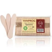 Mini Wooden Spoons Small Tasting 3" Ice Cream Spoon 100 Pcs, Natural