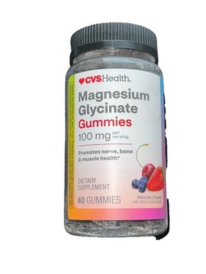 CVS Health Magnesium Glycinate 100 Mg Gummies 40Ct Dietary Supplement Exp 6/2027