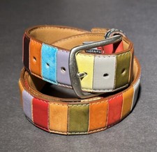 Vera Pelle Unisex Multicolor Leather Belt /Italy Sz 35 Pre-owned