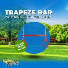 SWING SET STUFF TRAPEZE WITH RINGS AND COATED CHAIN RED/YELLOW play outdoor 0107