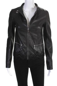 jaqueta de couro bordada