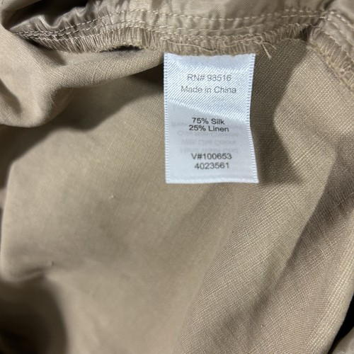 Coldwater Creek Natural Fit Pants Women L Silk Linen Blend Pull On Wide Leg Tan* - Picture 6 of 17