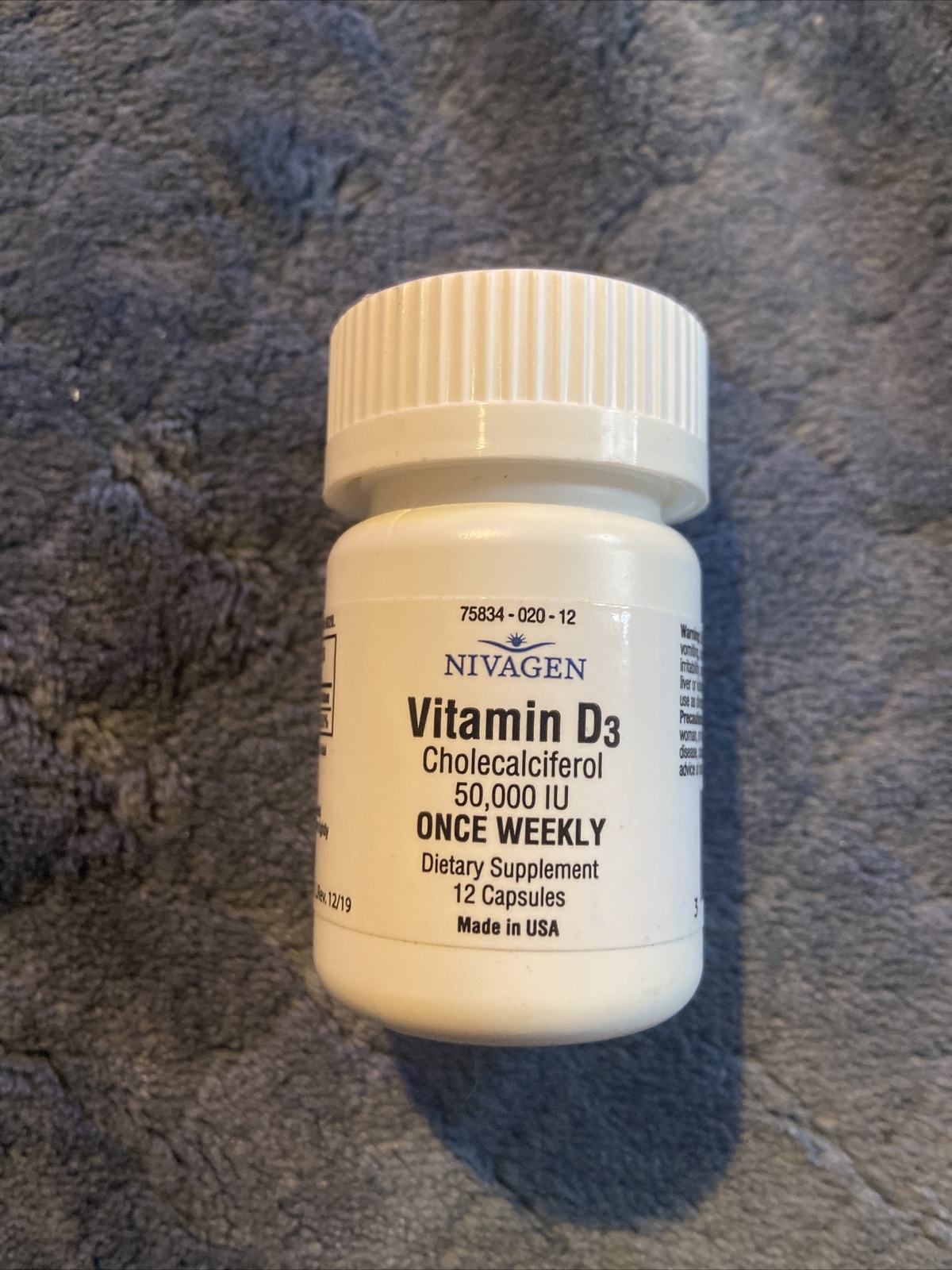 Nivagen Vitamin D3 Cholecalciferol 50000 IU Once Weekly 12 Capsules for