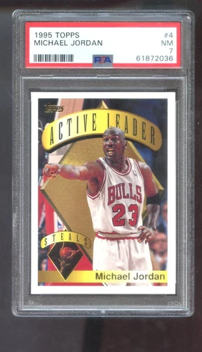 1995-96 Topps #4 Michael Jordan PSA 7 Graded Card NBA 95-96 Active Leader Steals