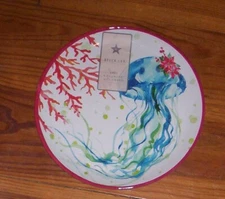  BELLA LUX MELAMINE CORAL & JELLYFISH  Dinner Plate (1) New