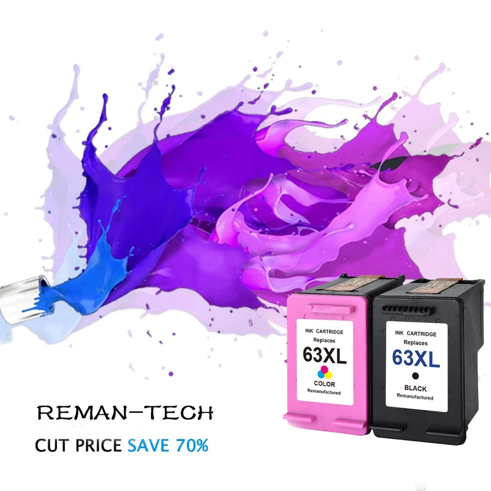 For HP 63XL Black /Color Ink Cartridge For Deskjet 1110 2134 Officejet 5255 3833 - Image 3 of 4