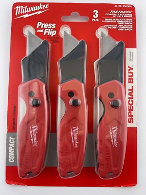 Milwaukee Fastback Folding Utility Knife Compact Qty 3