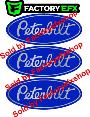 FACTORY EFX 3 Custom Blue SS Peterbilt 359 Grille Hood Emblem Decal Triaxle Custom logos