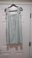 Storia  Boho Cottage Country Green & White  Baby Doll Dress Size Med 