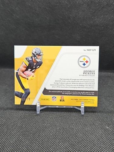 2022 Panini Gold Standard George Pickens RPA # NRP-GP1 39/79!! SP - Picture 3 of 8