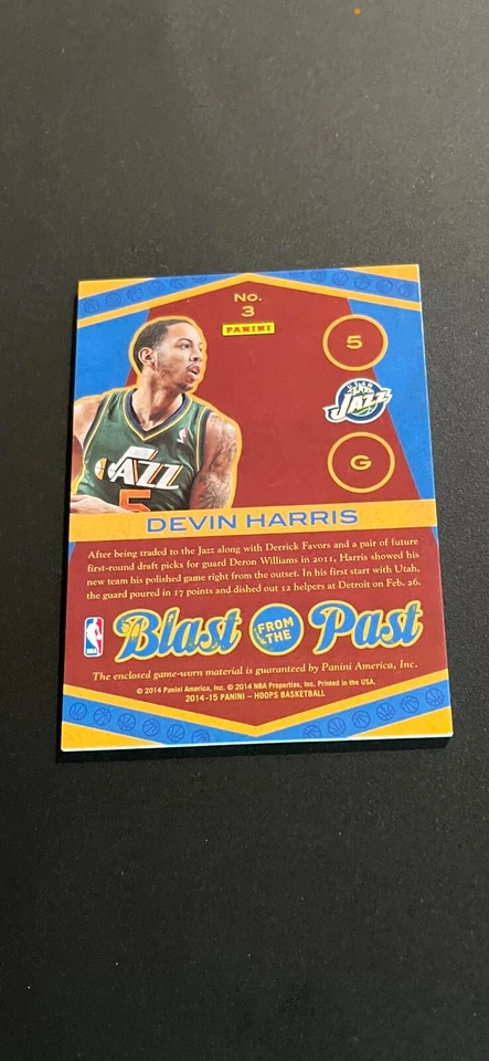 Devin Harris 2014-15 NBA Hoops #3 Blast From The Past Game Worn Patch Utah Jazz - Image 4 of 4
