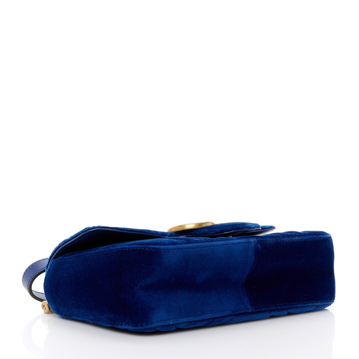 Gucci Velvet Matelasse Small GG Marmont Shoulder Bag Cobalt Blue