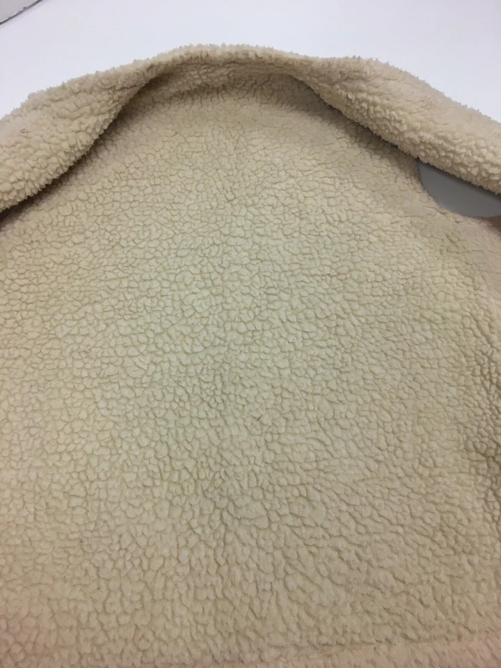 Vtg 70's Men CHAMBRAY Denim QUILTED Sherpa Fleece Lined HIPPIE Trucker Vest XL - Image 4 of 4