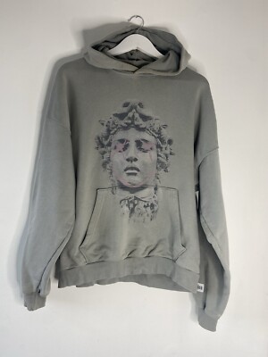 Mens JK Attire Grey Print Hoodie Size Medium Jumper Casual