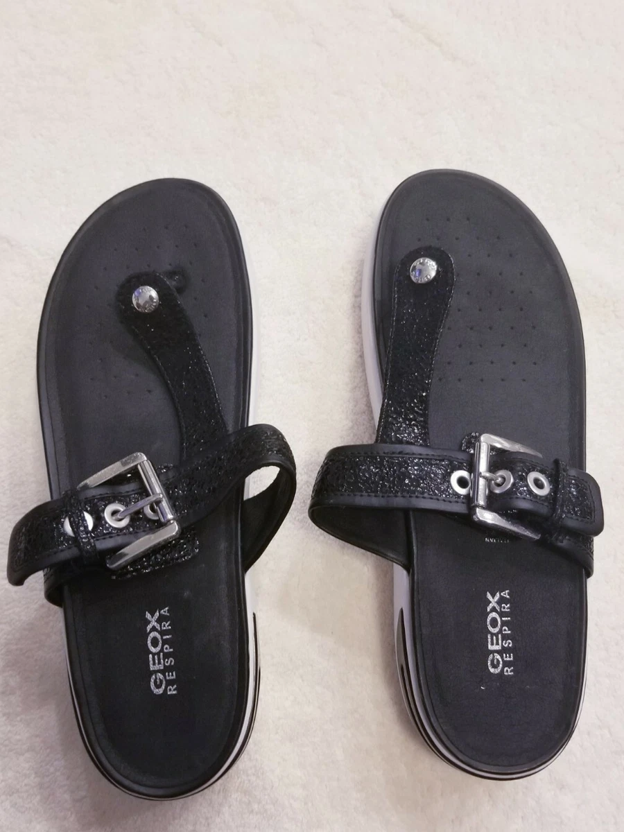 GEOX Ottaya Buckle Flip Flop Size 41 Black eBay