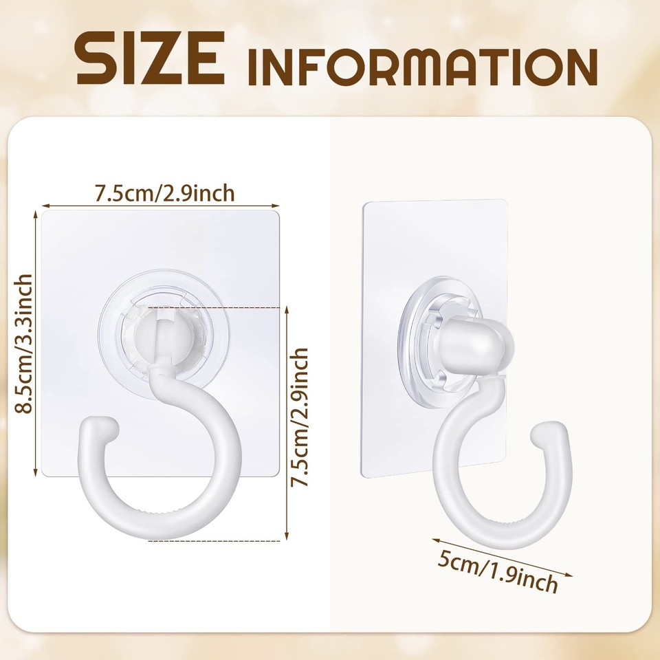 9 Pieces Adhesive Ceiling Hooks White Under Hooks Plastic Heavy