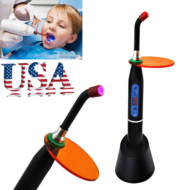 Dental Dentist 10w Wireless Cordless LED Curing Light Lamp 1500mw Black