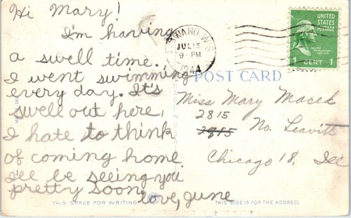 1944 Wisconsin Postcard Greetings from Cecil WI Scenic View It's Swell Out Here - Picture 2 of 2