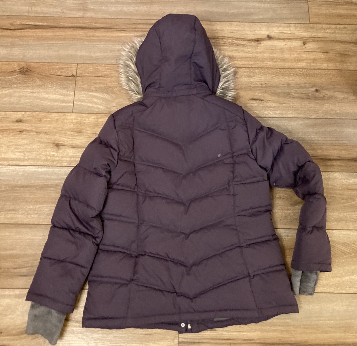 Free Country Power Down Feathers Plum Purple Fur Hood Winter Coat Jacket  Women L | eBay