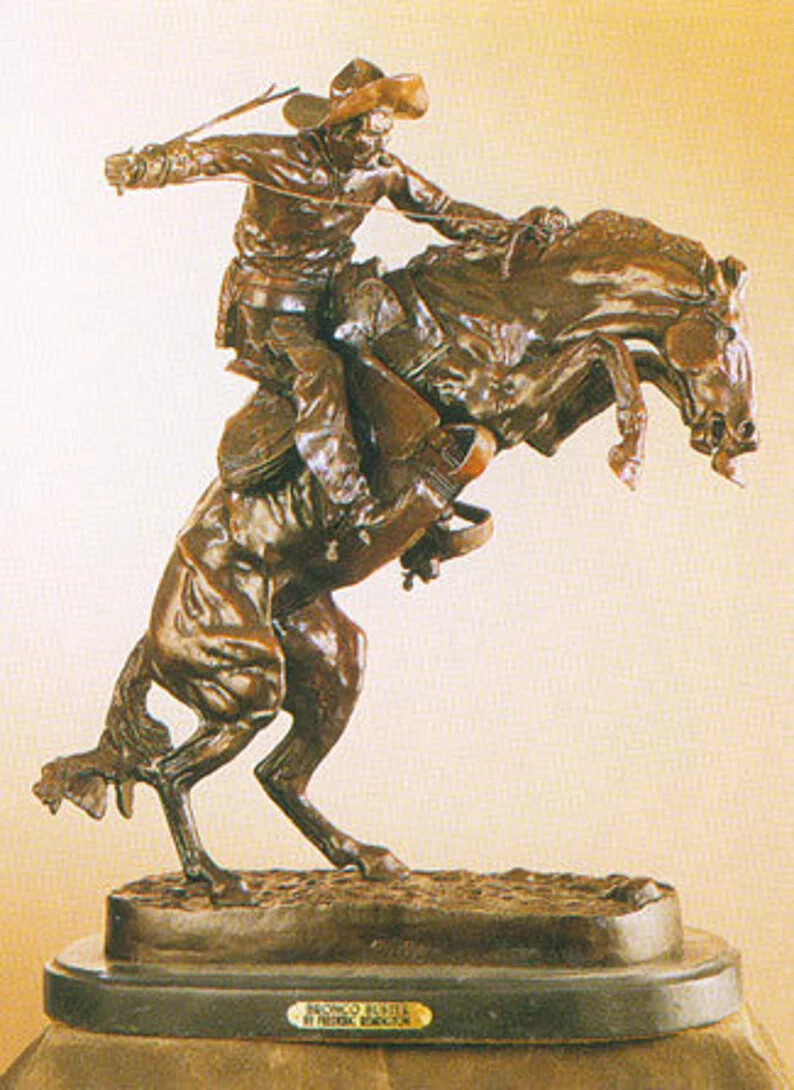 Bronco Buster Mini Bronze Sculpture by Frederic Remington by Bronco Buster Mini Bronze Sculpture by Frederic Remington by