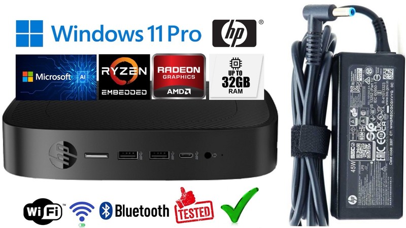 HP Mini PC Ryzen R1505G 3.3GHz 8GB RAM 128GB M.2 SSD Win-11 Pro WiFi/BT/ AC Ad ✅