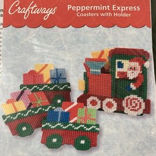 Craftways Peppermint Express Coaster Kit Christmas Plastic Canvas Needlepoint