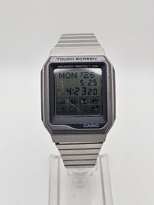 VINTAGE 1997 CASIO MP200 TOUCHSCREEN VDB-200 Men Silvertone Watch JapanC Nice 